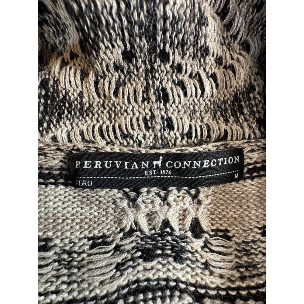 Peruvian Connection Womens Open Front Tunic Cardigan Sweater Ikat Black Sz M - Picture 4 of 11